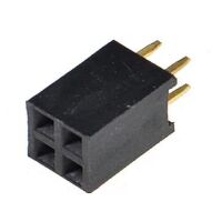 Pin header female pinsocket 2x2-pin 2.54mm pitch zwart